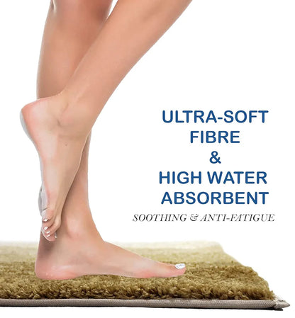 Luxe Home Super Soft Microfiber Bathroom Mat Non-Slip Bath Mat Colour Tabacco (Pack of 2)