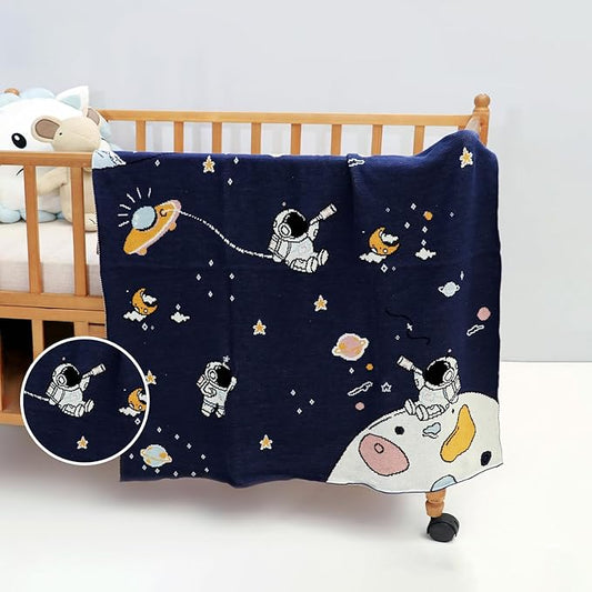 Haus and Kinder Cotton Knitted Blanket for New Born Baby Colour Spacewalk