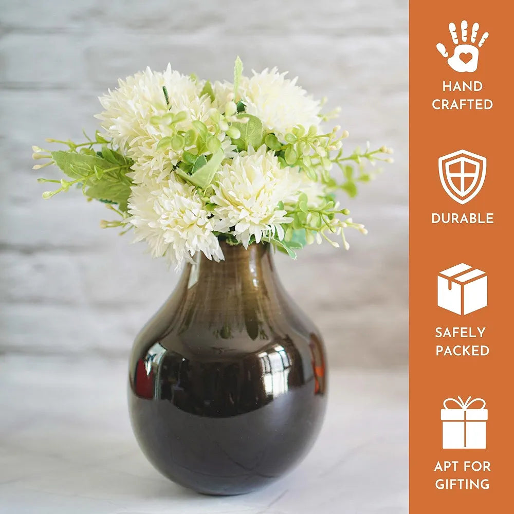 Behoma Metal Flower Vase Brass Colour Small Flowers not Included