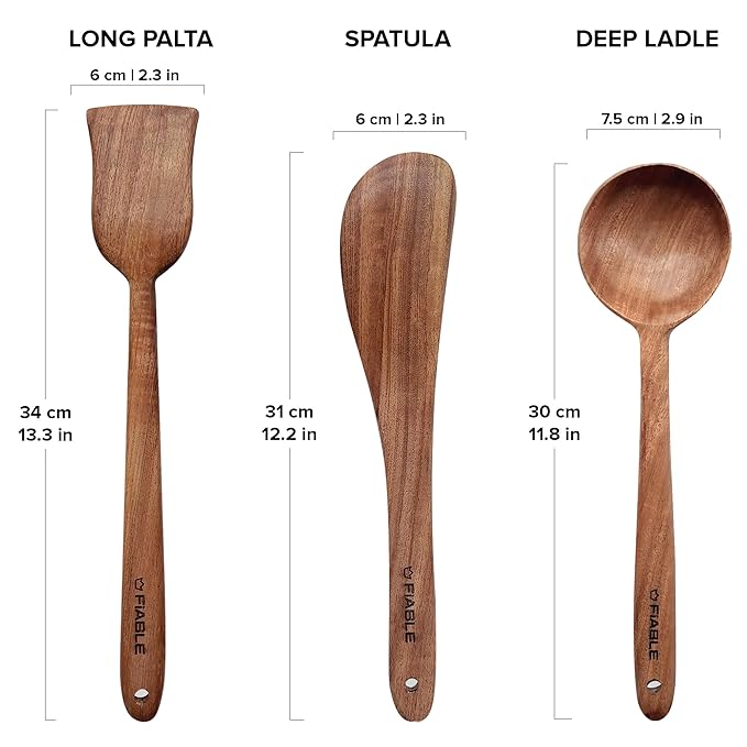 Fiable Pure Neem Wood Spatula for Cooking Wooden Spatula for Baking and Mixing