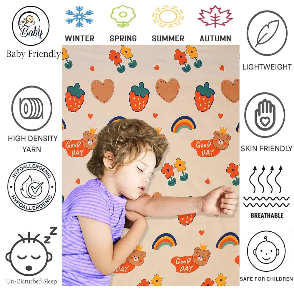 Fresh From Loom Elastic Printed Fitted Bedsheet For Kids For Single Bed With 1 Pillow Cover Small Single Beige 300 TC Pale
