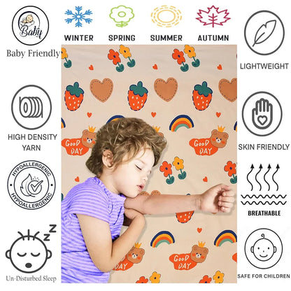 Fresh From Loom Elastic Printed Fitted Bedsheet For Kids For Single Bed With 1 Pillow Cover Small Single Beige 300 TC Pale