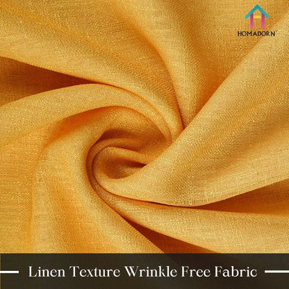 Homadorn Ombre Printed Linen Textured Sheer Curtains White + Yellow