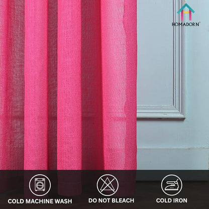 Homadorn Ombre Printed Linen Textured Sheer Curtains Orange + Pink