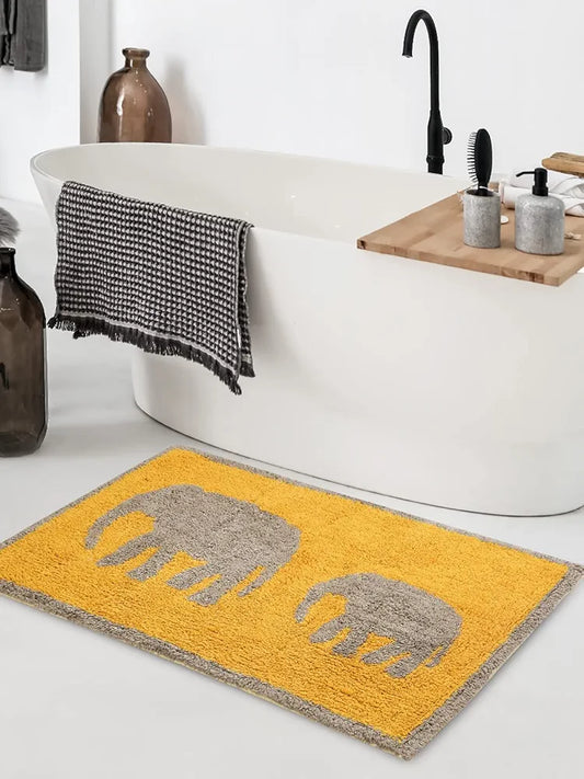 Sashaa World Elephant Patterned Bathmat Colour Yellow