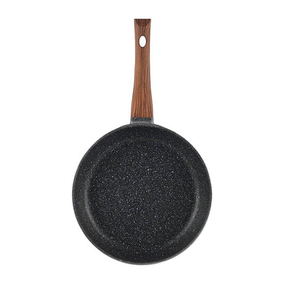 Vinod Zest Plus Die Cast Aluminium Frypan - 24 cm | Skillet Pan for Frying, Saute | 5mm Thick | 5 layer Coating| Wooden Finish Handle
