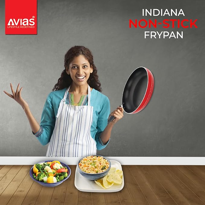 Avias Indiana Fry Pan 24cm Nonstick Aluminium Pan Gas Stove Compatible