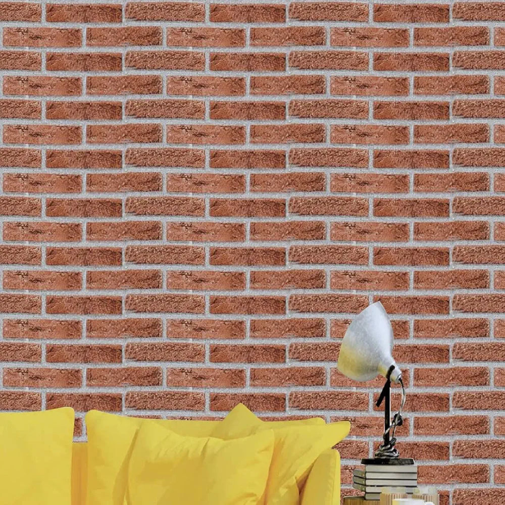 Jaamso Royals Light Red Brick Peel and Stick Wallpaper Wall Decor 500CM