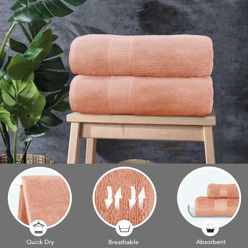 Luxe Home Cotton Bath Towel 450 GSM Quick Dry Large Size Bathroom Towels Colour Rust