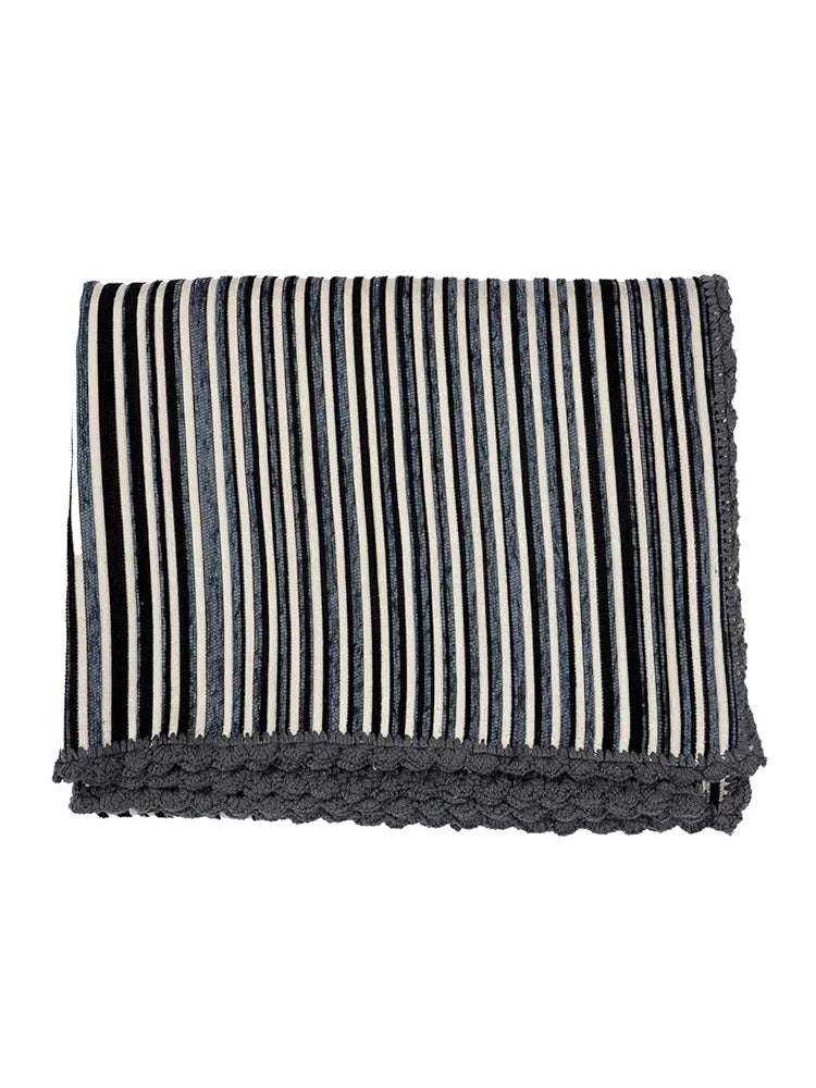 Saral Home Easy Living Soft Decorative Viscose Chenille Striped Sofa Covers/throw Grey