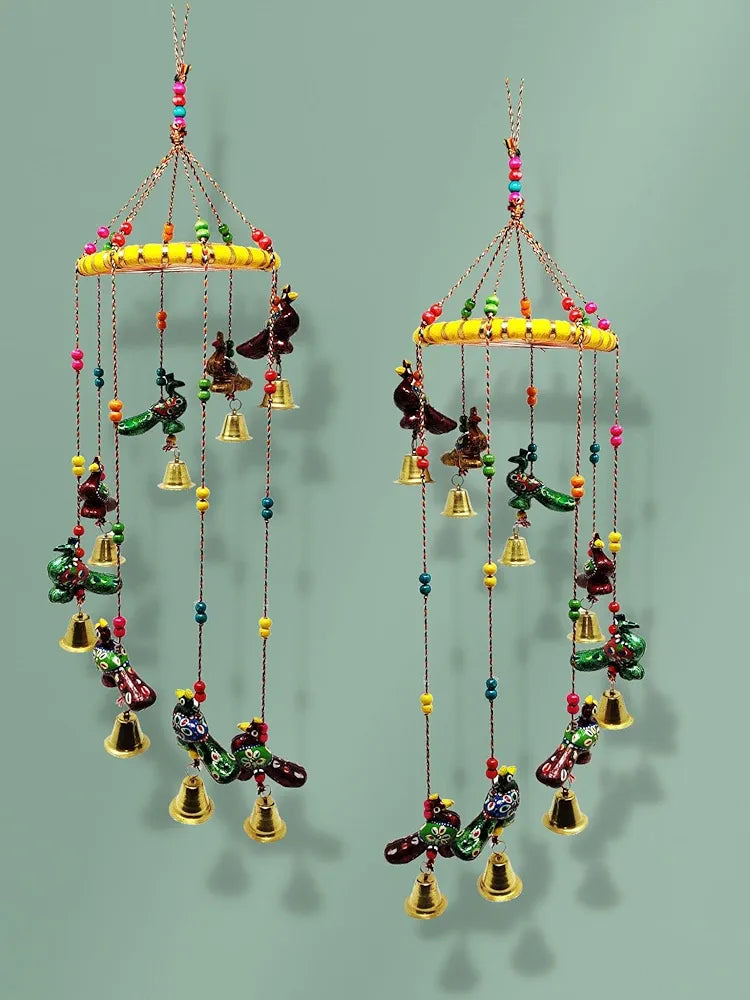 JH Gallery Handcrafted Rajasthani Colored Bell Wind Chime