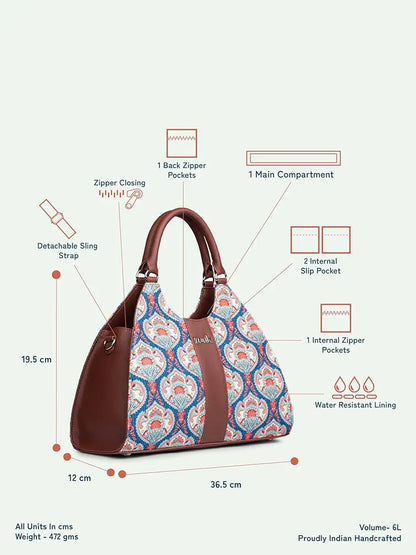 Zouk Konkona Statement Satchel Bag Jute & Leather