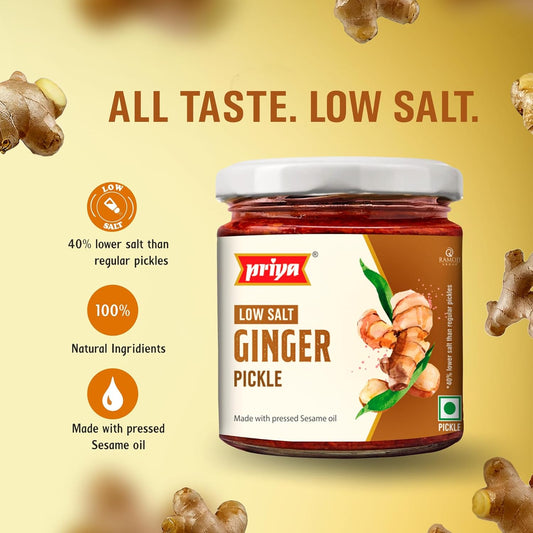 Priya Low Salt Ginger Pickle - 210 gms