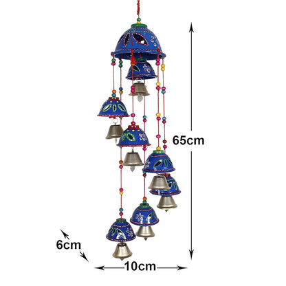 Kuber Industries Rajasthani Design Handcrafted Hanging Windchimes with 8 Bells Pack of 2