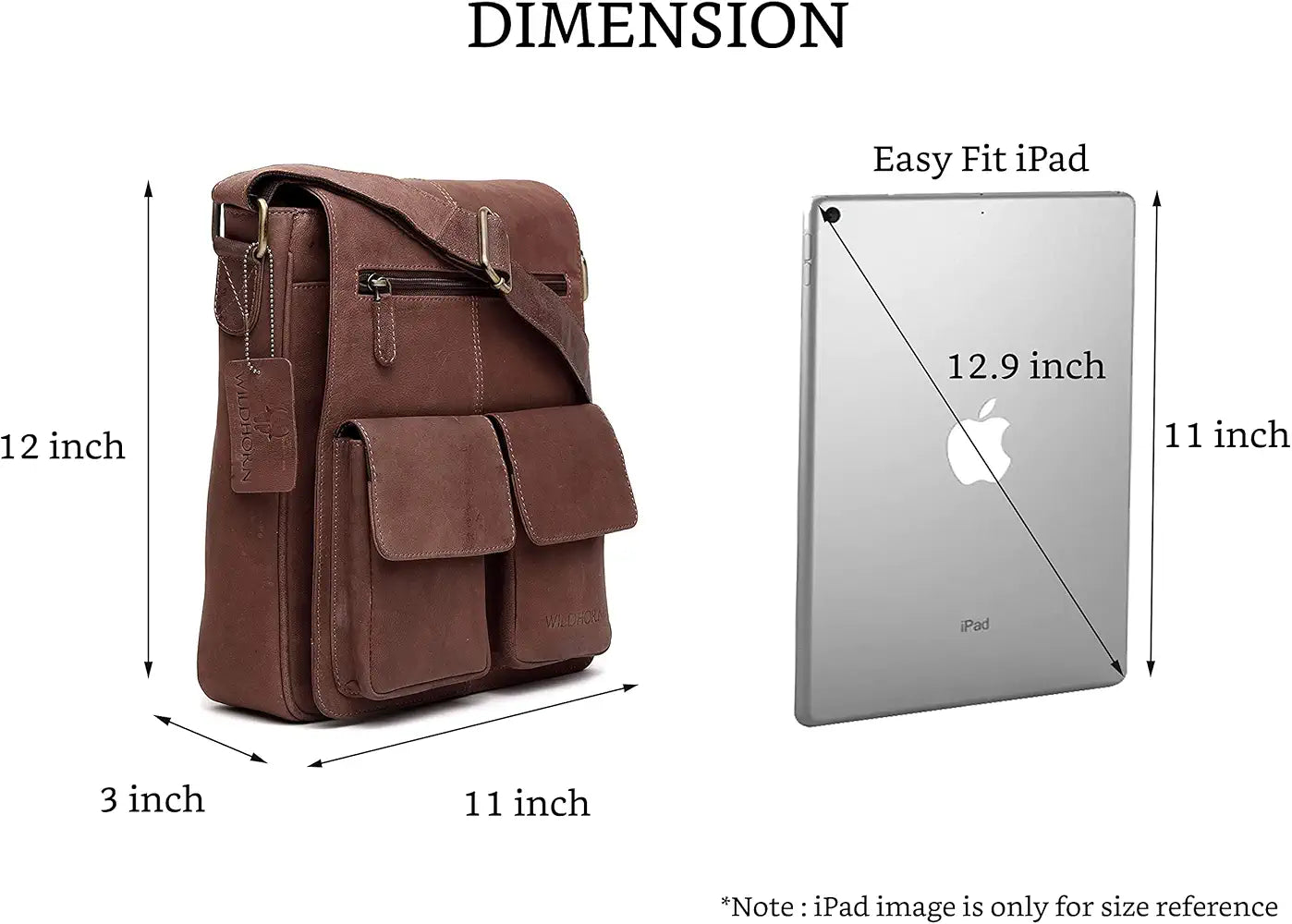 WildHorn® Leather 11 inch Sling Messenger Bag for Men I Multipurpose Crossbody Bag I Travel Bag with Adjustable Strap I Utility Bag I DIMENSION : L-11 inch W-3 inch H-12 inch