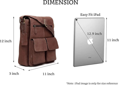 WildHorn® Leather 11 inch Sling Messenger Bag for Men I Multipurpose Crossbody Bag I Travel Bag with Adjustable Strap I Utility Bag I DIMENSION : L-11 inch W-3 inch H-12 inch