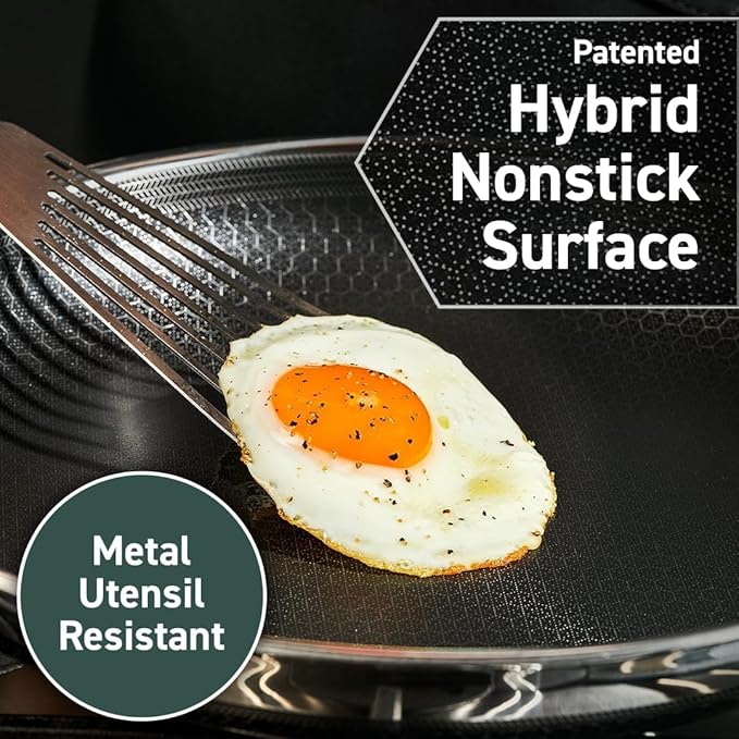 Prabha Tri-Ply Stainless Steel Hexa Cube Non Stick Wok Included Lid, 24cm, 2.8L