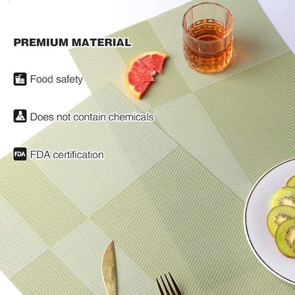 Leeonz Placemats for Dining Table Set of 4 PVC Placemats Washable Color Code 12L Green
