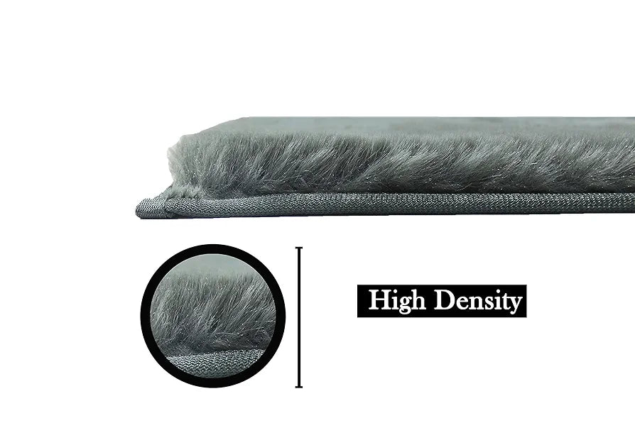 Luxe Home International Ruffle Bath Runner Rabbit Fur 1000 GSM Super Soft Anti Skid Rug for Bedroom 2 X 5 Ft  Colour Grey