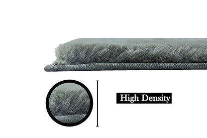 Luxe Home International Rabbit Fur Rectangular Mat Soft Anti Slip Skid Ruffle Mats 60X90 Cm Rug Colour Grey
