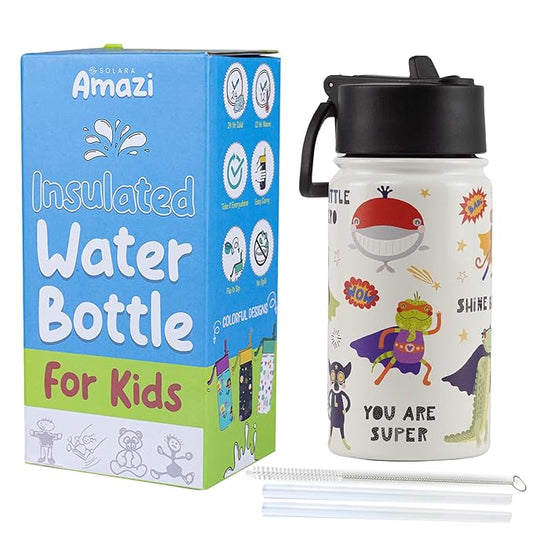 Solara Insulated Water Bottle for Kids 450ml Kids Water Bottle Sipper Bottle for Kids Animal Heroes