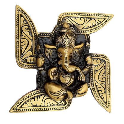 Chhariya Crafts Metal Ganesh Idol Ganesha Murti Ganpati Statue Lucky Feng Shui Wall Decor