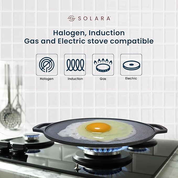 Solara Cast Iron Tawa for Dosa 12 Inch 30 Cm Tawa for Dosa Uthappam Roti Chapati