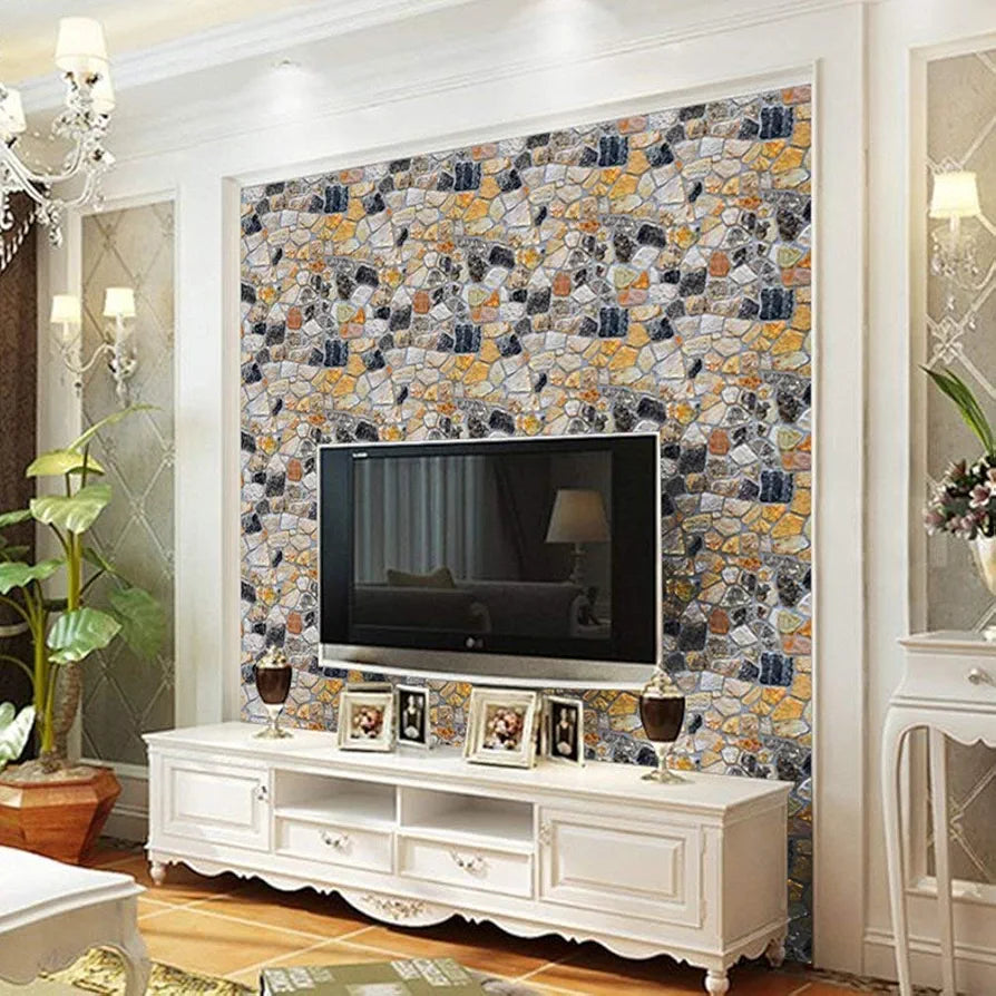 Jaamso Royals Self-adhesive Stone Wallpaper Brick Contact Paper Fireplace Kitchen Backsplash Peel-stick Wall Stickers  Stone Wallpaper