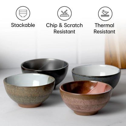 Anko Hand Glazed Mini Bowls Set of 4 Terracotta Designer Dessert Cup Pink Grey Brown Rose