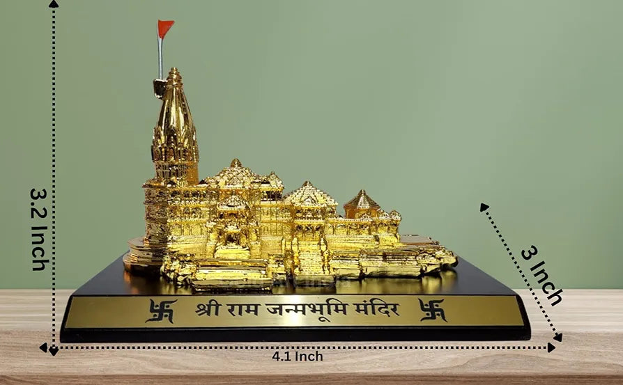 Gold Art India Ram Mandir Ayodhya Gold Plated 24 Karat - Minature small