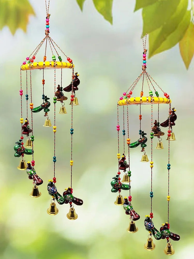 JH Gallery Handcrafted Rajasthani Colored Bell Wind Chime