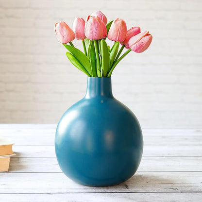 Behoma Metal Flower Vase Opal Blue Flowers not Included