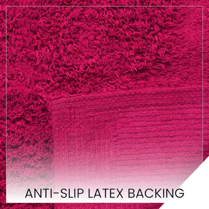 Sashaa World Solid Anti-skid Cotton Bathmat And Contour Set For Bathroom Colour Dark Pink