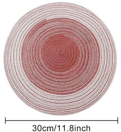 Spatlus Jute Placemats Set of 4 Heat Resistant Round Place Mats Natural Dining Table Red