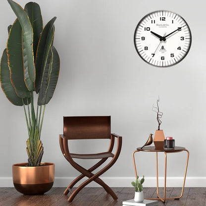 Harris & Co. Clockmasters Metal Silent Sweep Noiseless Technology Analog Wall Clock  Model-park Lane-grey