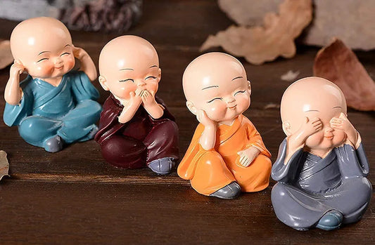 Satyam Kraft 1 Set Monk Buddha Miniature Set Idols