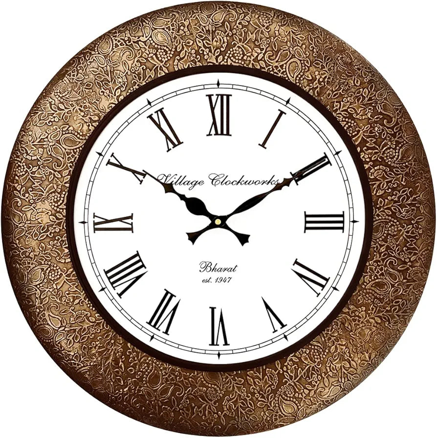 RoyalsCart Classic Metal Analog Wall Clock for Elegant Home Decor, Office, School, Gym, Shop and Gifting || Clock Size - 16 x 16 inches  [KTWC213]