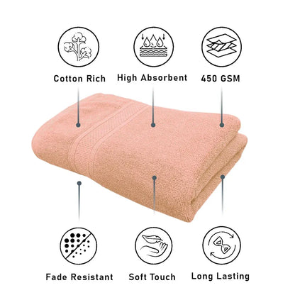 Luxe Home Cotton Bath Towel 450 GSM Quick Dry Large Size Bathroom Towels Colour Rust