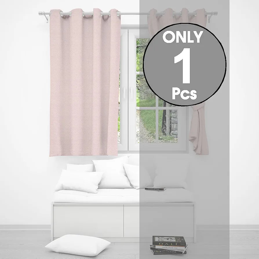 Divine Casa Textured Window Curtain 5 Feet Cameo Rose Soft Polyester Panel with Eyelets for Home Decor (Pack of 1)