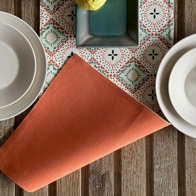 Oak & Lily Table Runner in Multicolour Ethnic Print Washable Anti-Skid 4 Seater & 6 Seater