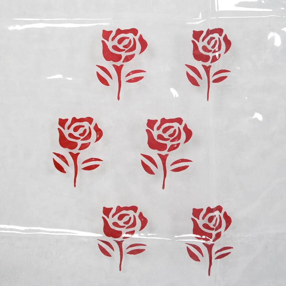 Kuber Industries Shower Curtain Bathroom Shower Curtain 8 Rings Curtain Red Painting Transparent