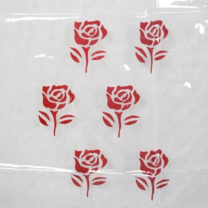 Kuber Industries Shower Curtain Bathroom Shower Curtain 8 Rings Curtain Red Painting Transparent