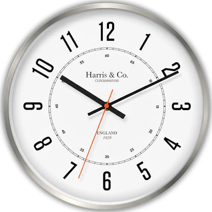 Harris & Co. Clockmasters Silent Sweep Noiseless Technology Wall Clock Grey