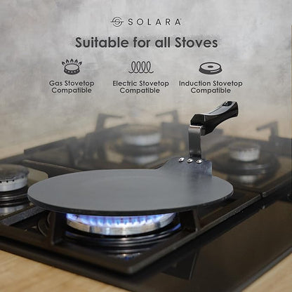 Solara Non-stick Dosa Tawa 30 Cm | Premium 3 Layer Greblon Nonstick Coating Dosa Tava | Gas and Induction Compatible