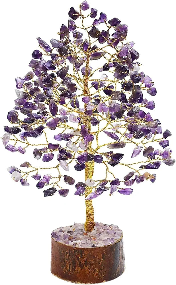 Zaicus Seven Chakra Gemstone Tree Crystal Tree of Life Feng Shui 10-12 Inch Silver Wire