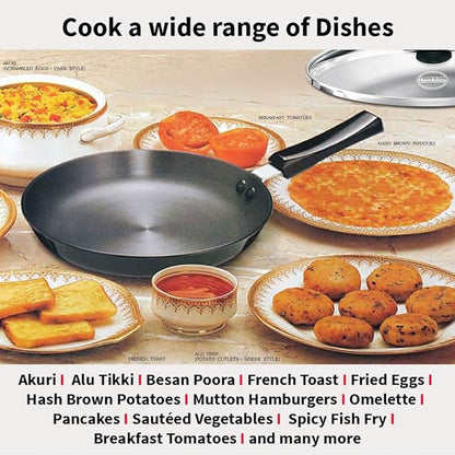 Hawkins Futura 22 cm Frying Pan Hard Anodised Fry Pan with Glass Lid Black