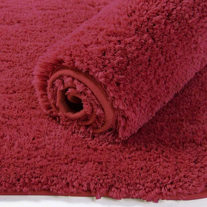 Luxe Home International Microfibre Rectangular Bath Mat Super Soft Anti Skid Newman Mats For Bathroom Colour Maroon