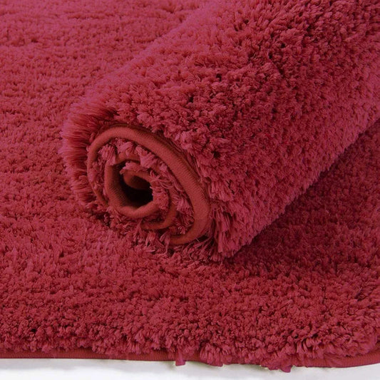 Luxe Home International Microfibre Rectangular Bath Mat Super Soft Anti Skid Newman Mats For Bathroom Colour Maroon