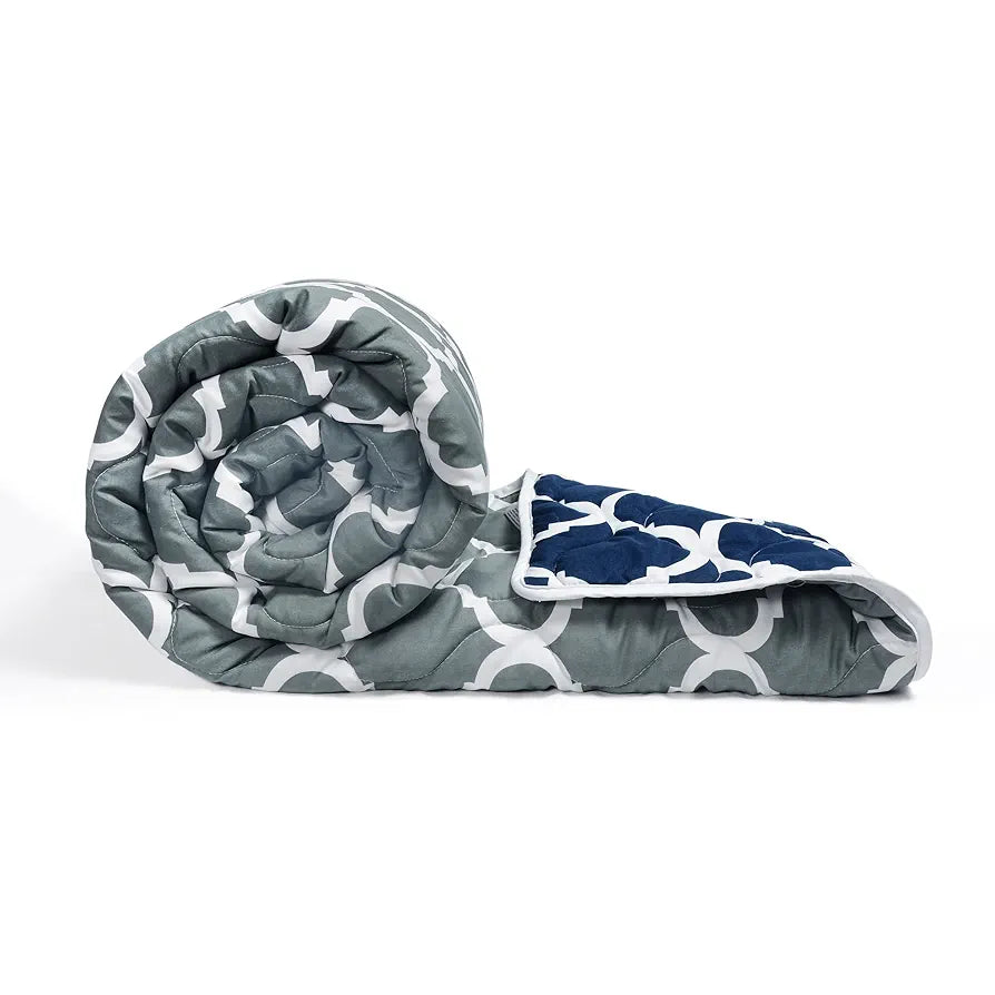 Divine Casa Microfiber 150 GSM Reversible Double Bed Comforter Ultra Soft & Lightweight Blanket Colour Deep Blue