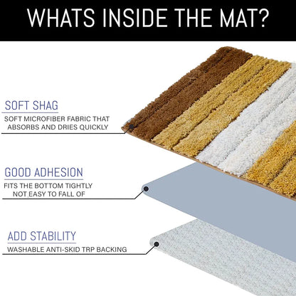 Luxe Home International Microfiber Rectangular Bath mat Soft Anti Slip Skid Luxury Mats 40X60 Cm  Colour Tobacco